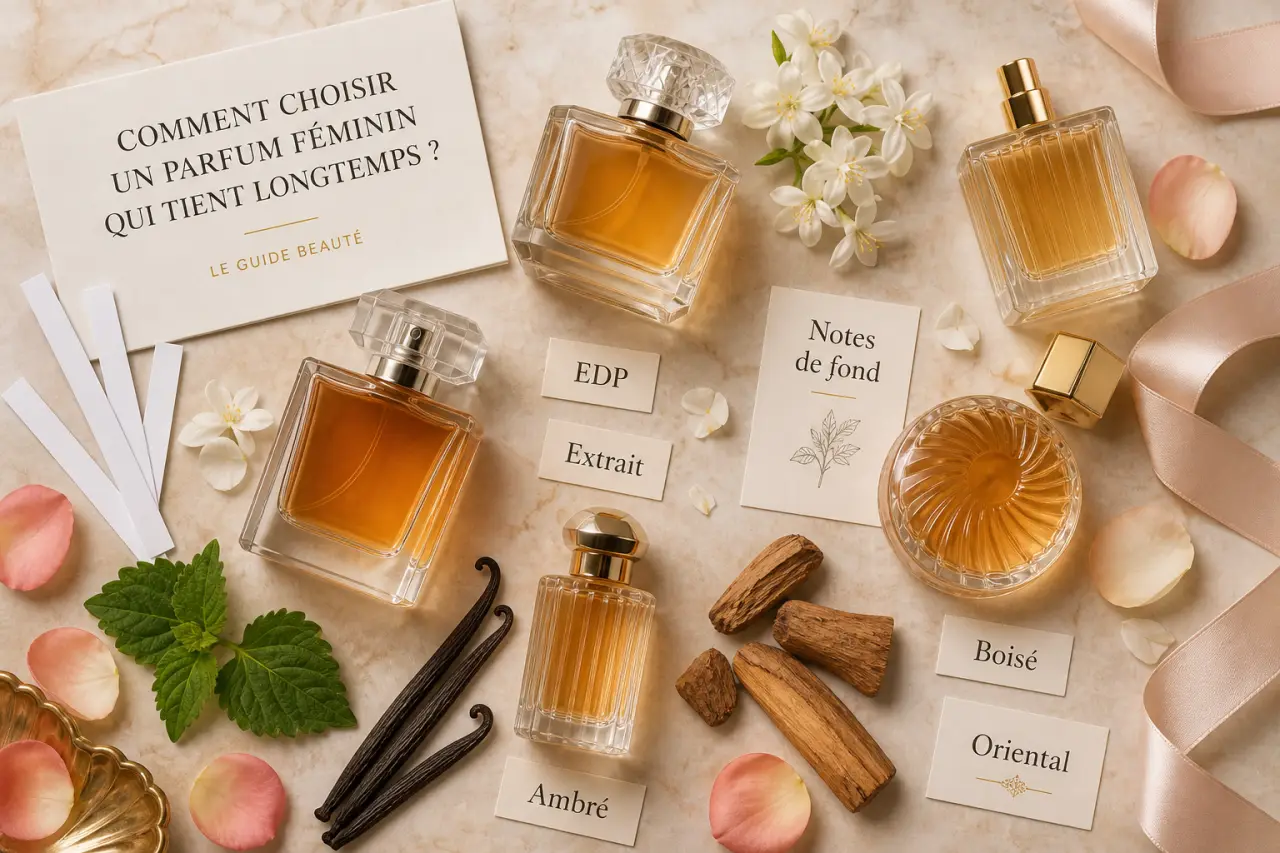 Quel parfum qui tient longtemps femme choisir ? Concentration, notes de fond et familles à viser