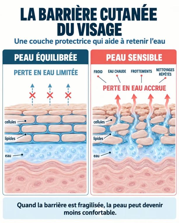 Schéma de la barrière cutanée pour comprendre le soin visage peau sensible