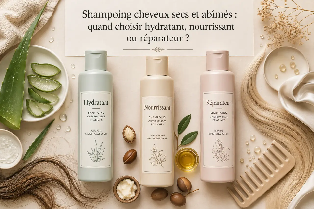 Shampoing cheveux secs et abîmés : quand choisir hydratant, nourrissant ou réparateur ?