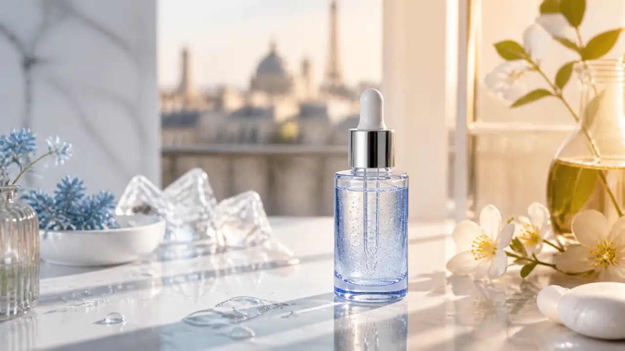 Portrait lumineux d’une femme à la peau hydratée, dans une ambiance luxe et pureté