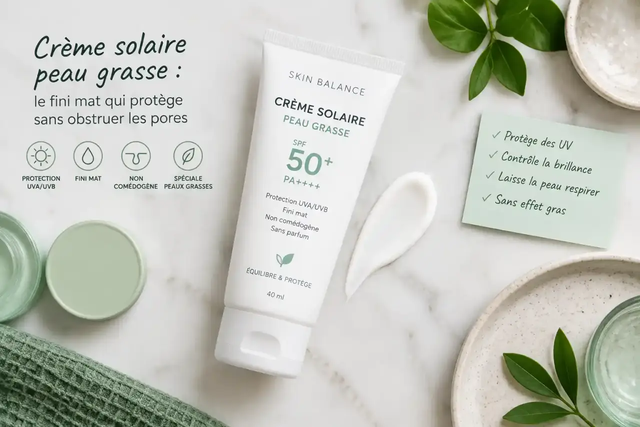Crème solaire peau grasse : le fini mat qui protège sans obstruer les pores