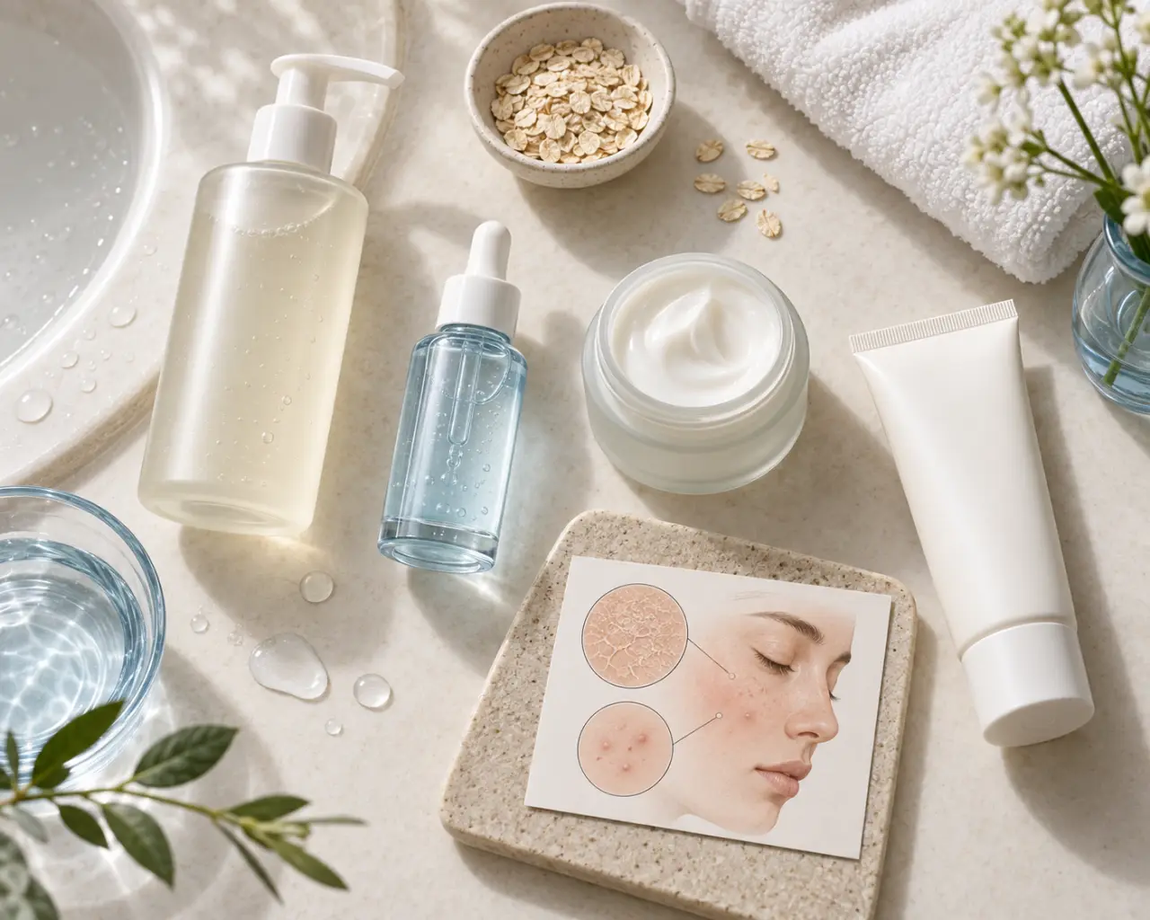 Peau sèche et boutons : réhydrater la barrière sans obstruer les pores