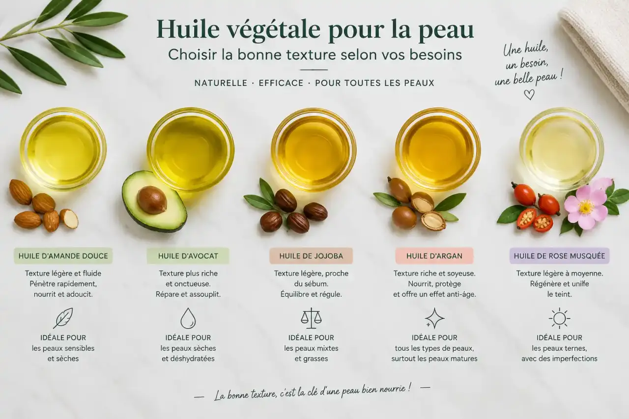 Huile végétale pour la peau : choisir la bonne texture selon vos besoins